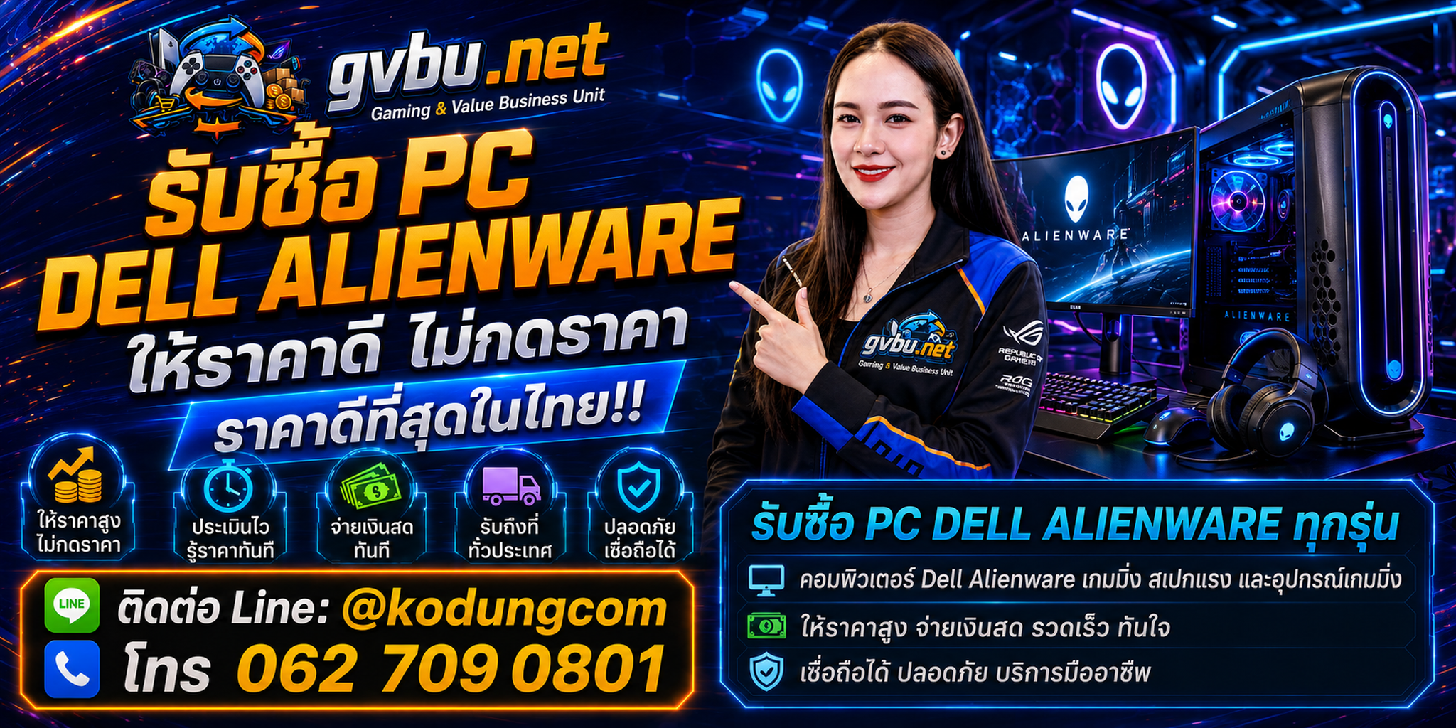 gvbu.net รับซื้อ PC Dell Alienware เก่า มือสอง เสีย เปิดไม่ติด พร้อมบริการรับถึงที่